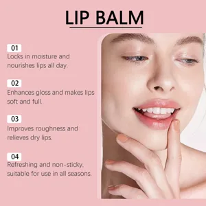 Detail view of moisturizing lip balm, nourishing dry lips with all-day hydration and glossy finish.