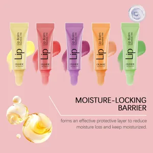 OUHOE moisturizing lip balm set, 5 colorful tubes with nourishing lip care formula for dry lips.