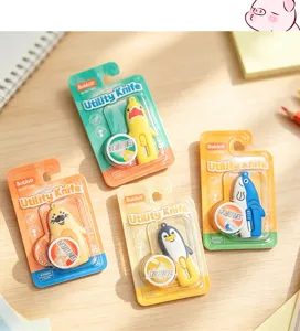 Schattig cartoon dier utility mes draagbare mini doos snijder sleutelhanger briefpapier