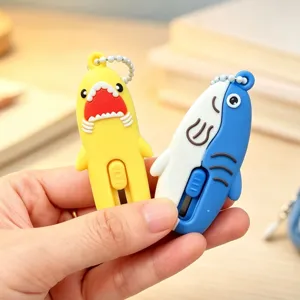 Creatief Cartoon Dier Breekmes Draagbare Dozensnijder Mini Briefopener Met Sleutelhanger Hanger Studenten Kantoorartikelen