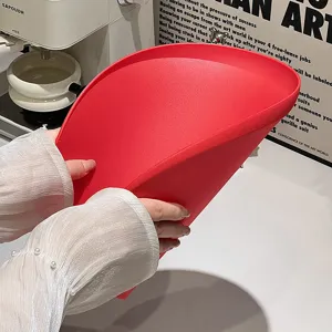 Tabla de cortar semicircular roja, tabla de doble cara para cocina, fruta y alimentos.