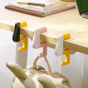 Niedlicher Cartoon Ente Schreibtisch Seitenhaken Kunststoff Klappbar Tragbar Schüler Schultasche Hängender Clip Heim Büro Aufbewahrung