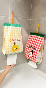 Hanging cloth tissue storage bag, waterproof wall-mounted cartoon paper holder for bathroom and dorm.