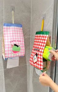 Hanging fabric tissue storage bag wall mounted cute cartoon organizer for bathroom dorm