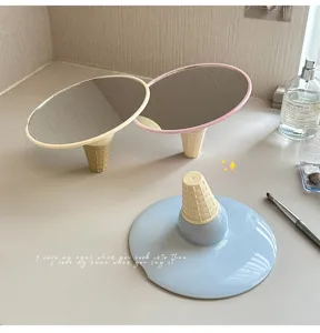 Cute ice cream desktop makeup mirror aesthetic dorm vanity mirror portable standing mirror