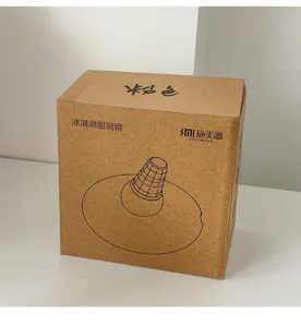 Detail view of the cute ice cream shaped cosmetic mirror packaging box in pink color.