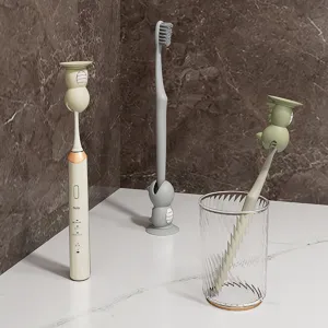 Simpatico Dinosauro Copertura in Silicone per Spazzolino Portatile Viaggio Cappuccio Protettivo con Ventosa Supporto Antipolvere