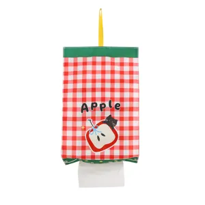 Wall Mounted Fabric Tissue Storage Bag Waterproof Hanging Roll Paper Holder Cute Cartoon Print Home Dormitory Organizer