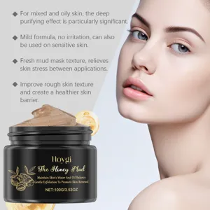 Hoygi honey mud mask detail showing creamy texture, deep cleansing and gentle exfoliating.