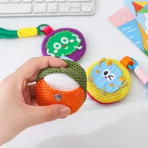 Cute cartoon mesh storage pouch portable coin purse mini key chain headphone bag main view