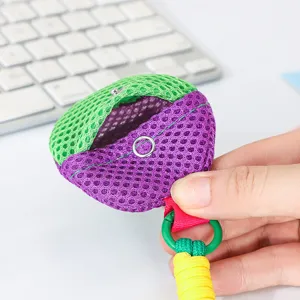 Colorful mesh mini storage pouch portable coin purse cute keychain bag pendant for daily use
