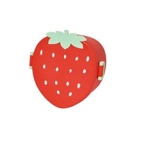 Cute strawberry shaped bento lunch box with partitioned compartments for daily use.