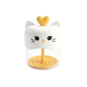 Delizioso Bicchierino Montalatte Gatto in Plastica Detergente per Viso Creatore di Bolle Strumento per Schiuma Viso Manuale Portatile Per la Casa