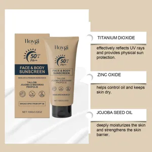Crème solaire visage et corps HOYGI SPF 50+ PA++ offre une protection à large spectre efficace.