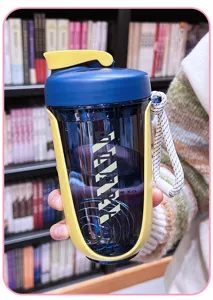 Large capacity plastic shaker cup for protein shakes, sports fitness, and direct drinking with mix ball.