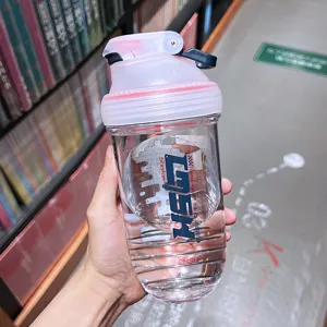 Bouteille Shaker en Plastique Tritan Grande Capacité Anti-Fuite Bouteille d'Eau à Boisson Directe Sport Fitness Gym Tasse Avec Boule