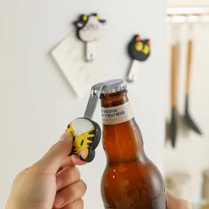 Cute cartoon magnetic bottle opener with cute tiger design, ideal kitchen fridge magnet tool.