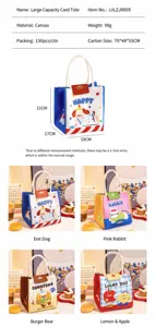 Cute cartoon lunch bag insulated tote portable canvas storage bag with lovely animal patterns.