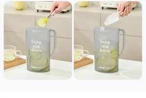 Frosted large capacity cold water jug plastic pitcher with handle for summer drinks tea