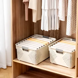 Panier de rangement en plastique bac organisateur polyvalent pour armoire dressing maison