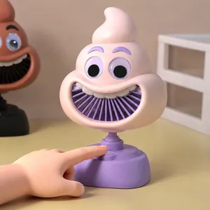 Adorable cartoon poop shape desktop mini USB fan with adjustable angle cooling system.