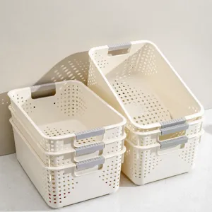 Panier de rangement en plastique bac organisateur maison pour cuisine bureau jouets vue principale
