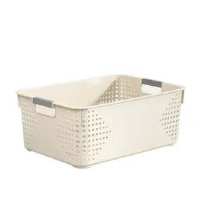 Panier de rangement en plastique organisateur de bureau cuisine pour les jouets boite beige