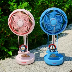 Lindo ventilador de escritorio USB pingüino columpio mini ventilador portátil para oficina