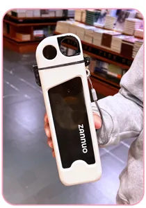 Creative flat plastic water bottle with strap, portable square memo cup for daily use.
