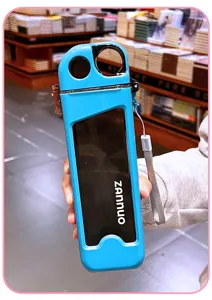 Creative square plastic water bottle with straw and scale, portable design for daily use.