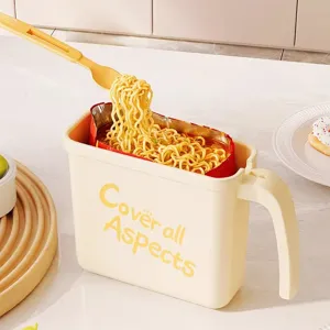Plastic instant noodle bowl with handle student dorm ramen cup kitchen tableware set