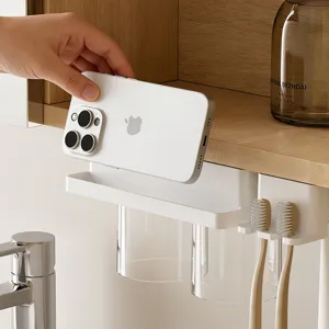 Supporto per spazzolini da muro tazze magnetiche invertito organizer da bagno bianco