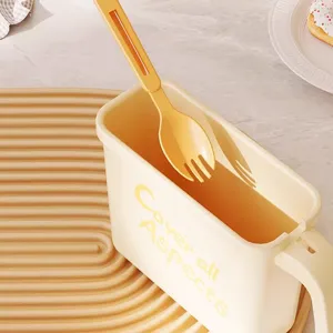 Large capacity instant noodle bowl with handle and spork, perfect for dorm and quick meals.