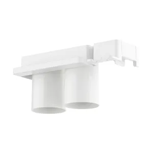 Portaspazzolino da parete bianco con due tazze magnetiche capovolte per il bagno di casa.