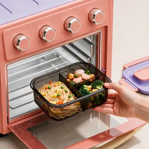 Microwave safe segmented bento lunch box with compartments for school and office work.