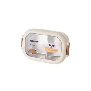 Boîte à lunch en acier inoxydable avec compartiments et design mignon pour étudiants.