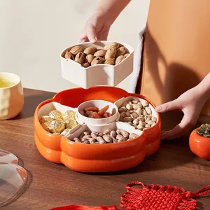 Persimmon shaped divided fruit plate, decorative snack storage box for living room coffee table