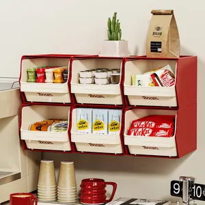 Caja organizadora de almacenamiento de escritorio con cajones para té, suministros y papelería.