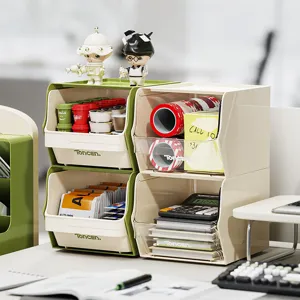 Caja de almacenamiento apilable de escritorio, organizador con cajón para papelería.