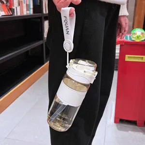 Portable PPSU straw water bottle with large capacity, ideal for students and sports use.