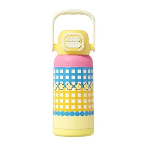 Ins luxury thermos bottle women 316 stainless steel large capacity straw cup student outdoor