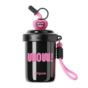Black pink shaker water cup portable tumbler with straw high appearance design for women daily use