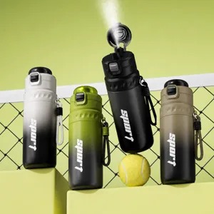 Stainless Steel Vacuum Flask With Straw Spray Cooling Portable Sports Water Bottle