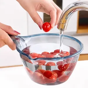 Louche a eau en plastique transparent bac de cuisine epaissi bol de lavage de fruits durable