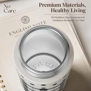 Portable mini vacuum flask with 316 stainless steel and stylish plaid design for travel use.