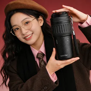 Ins trendy portable straw insulated thermos cup large capacity coffee cup dual-drink