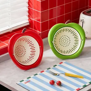 Creative apple shaped double layer draining basket kitchen fruit vegetable washing sieve