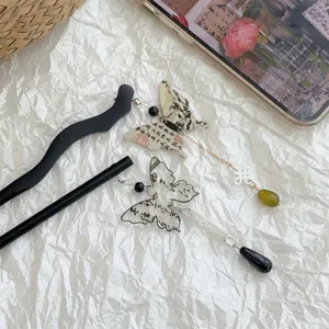 Vintage Chinese style butterfly hairpins with tassels for Hanfu hair accessories.