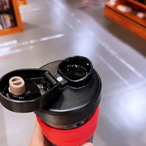 Portable large capacity water bottle with direct drinking lid, stylish plastic cup for office.