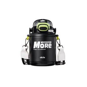 Large capacity 316 stainless steel vacuum insulated water bottle with strap and straw for sports.